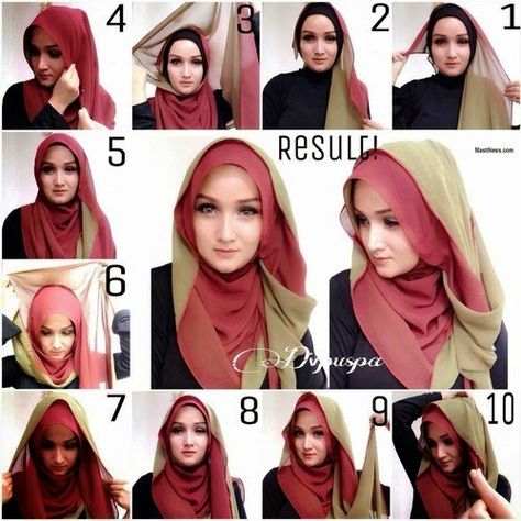 Hijab New Hijab Style, Unique Hijab, Hijab Stile, How To Wear Hijab, Simple Hijab Tutorial, Turban Hijab, Hijab Designs, Simple Hijab, Head Coverings