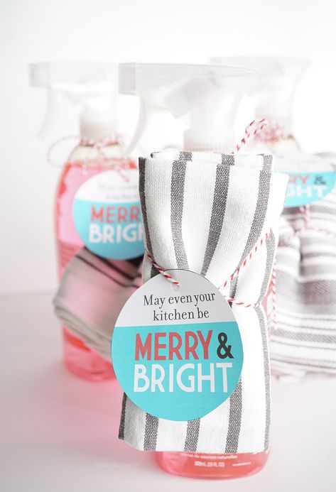 Cider Gift Ideas, Secret Sister Gifts, Christmas Neighbor, Kitchen Spray, Neighbor Christmas Gifts, Bright Kitchen, Popcorn Gift, Sparkling Cider, All Purpose Cleaner