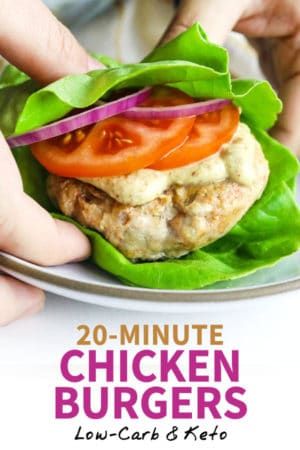 Healthy Chicken Burgers (Low-Carb & Paleo) | Detoxinista Low Carb Chicken Burgers, Ground Chicken Burger Recipes, Detoxinista Recipes, Ground Chicken Burgers, Ww Dinner, Minute Chicken, Chicken Keto, Chicken Burgers Recipe, Keto Burger