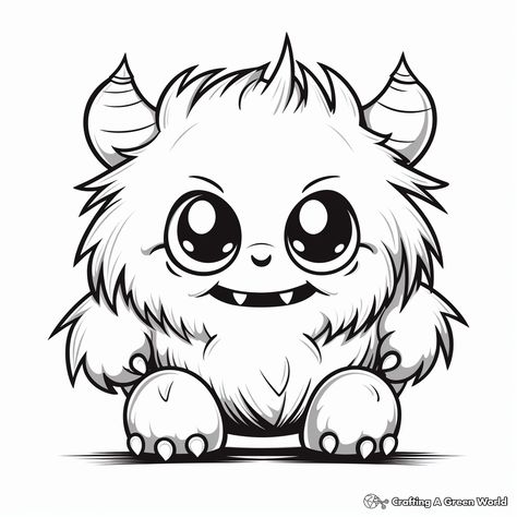 Kawaii Monster Drawing, Cute Monsters Drawings Easy, Monster Classroom, Cute Monsters Drawings, Monster Clipart, Monster Tattoo, Kindergarten Coloring Pages, Geometric Stencil, Monster Coloring Pages