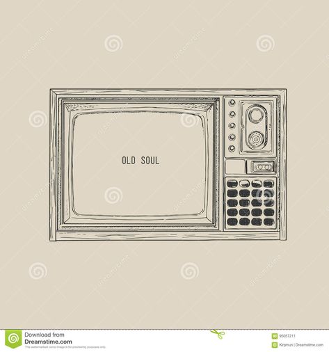 Old Tv Tattoo, Retro Tv Drawing, Old Tv Drawing, Television Drawing, Tv Sketch, Tv Drawing, Retro Television, Boat Illustration, Horror Drawing