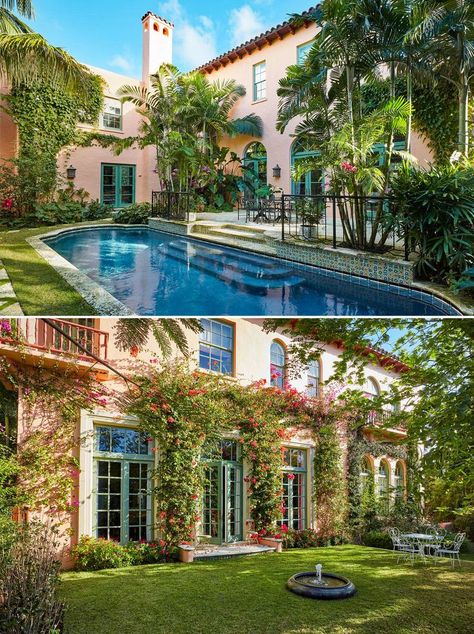 Addison Mizner Designed Villa with Magical Garden - Palm Beach, Florida Courtyard Oasis, Addison Mizner, Elegant Villa, Dream Villa, Spanish Style Homes, Palm Beach Florida, Magical Garden, Places Of Interest, Bougainvillea