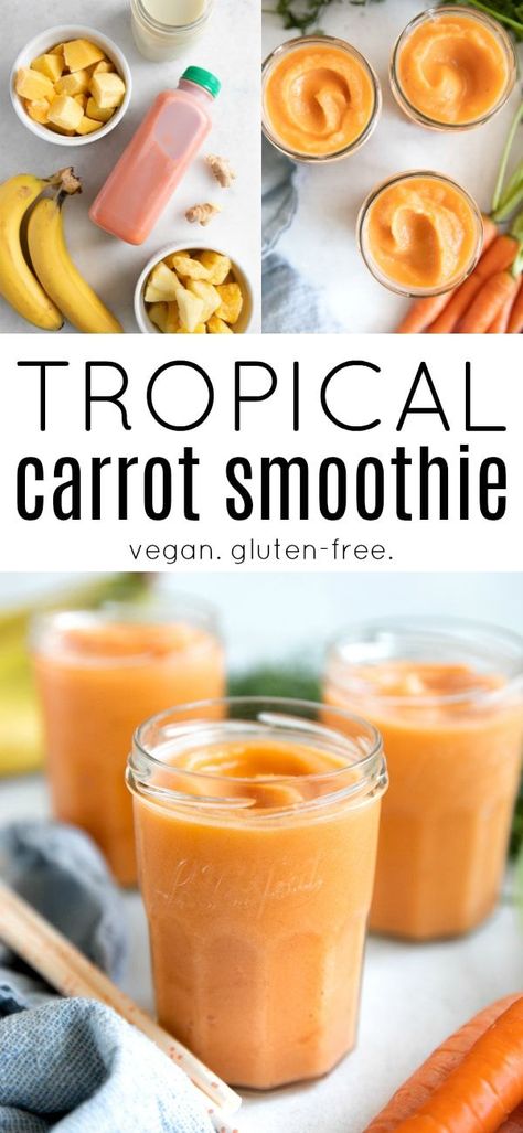 Carrot Juice Smoothie, Carrot Smoothie Recipe, Smoothie Bowl Vegan, Apricot Smoothie, Vegan Smoothie Recipes, Carrot Smoothie, Juice Smoothies Recipes, Best Smoothie, Vegan Drinks