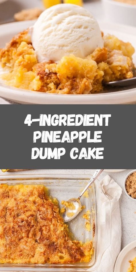 Looking for an easy and delicious dessert? Try this Pineapple Dump Cake! With just a few ingredients, this Pineapple Dump Cake recipe creates a sweet and tangy treat that's perfect for any occasion. If you love pineapple desserts or are a fan of dump cake recipes, this one is sure to become a favorite. Simple to make, and bursting with tropical flavor, it's the perfect dessert for sharing! Yellow Cake Mix Pineapple Dump Cake, Pineapple Pudding Dessert Easy Recipes, Pineapple Dump Cake Easy, Pineapple Dump Cake 2 Ingredients, Easy Pineapple Dump Cake Recipes, Mango Dump Cake, Easy Dump Cake Recipes 3 Ingredients Crushed Pineapple, Healthy Pineapple Cake, Vegan Pineapple Cake