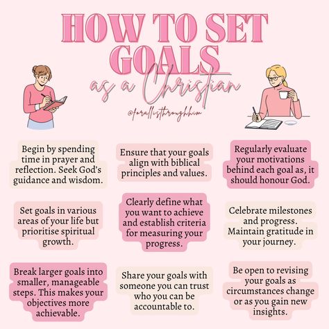 Do you want to know how to set goals as a Christian? Here are some ways you can set your goals whilst aligning with God. #setgoals #goalsetting #goalsettingtips #purpose #godplan #godfirst #godswill #newyear #newyeargoals #jesusgirl #christiangirl #christianity #faithblogger God Sized Goals, How To Be A Good Christian, How To Become Closer With God, Christian Girl Habits, How To Get Closer To God, Bible Templates, Godly Goals, Christian Habits, How To Pray Effectively