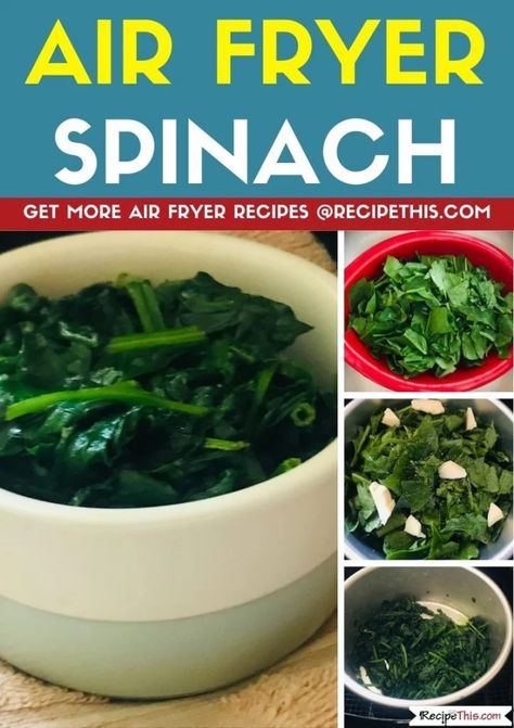 Air Fryer Spinach. How to air fry spinach to make delicious buttered spinach. Perfect every time and only a handful of simple ingredients. #airfryer #airfryerrecipes #airfryerspinach #spinachrecipes #butteredspinach Fried Spinach Crispy Air Fryer, Spinach In Air Fryer, Spinach Air Fryer Recipes, Spinach Air Fryer, Air Fried Spinach, Buttered Spinach, Air Fryer Spinach, Red Spinach, Slow Cooker Balsamic Chicken