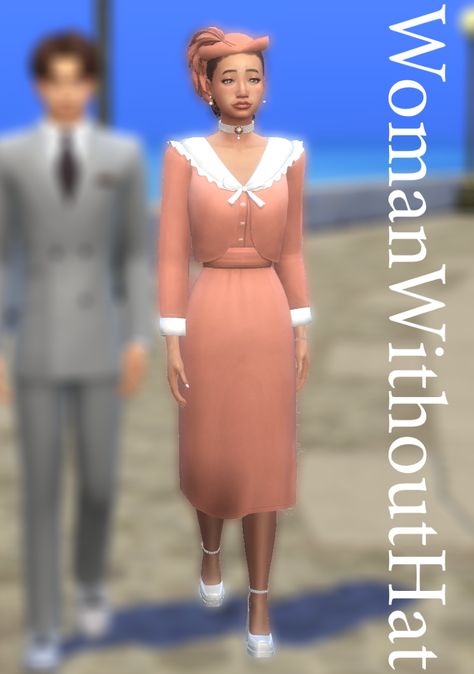 WomanWithoutHat — Diana Honeymoon Set Princess Diana Honeymoon Outfit, Sims 4 Vintage Simmer, Sims 4 Princess Diana Cc, 1950s Sims 4, Ts4 60s Cc, Sims 4 Cc 1930s Clothes, Sims 4 Vintage Glamour, 1940s Wedding Dress, Ascot Outfits