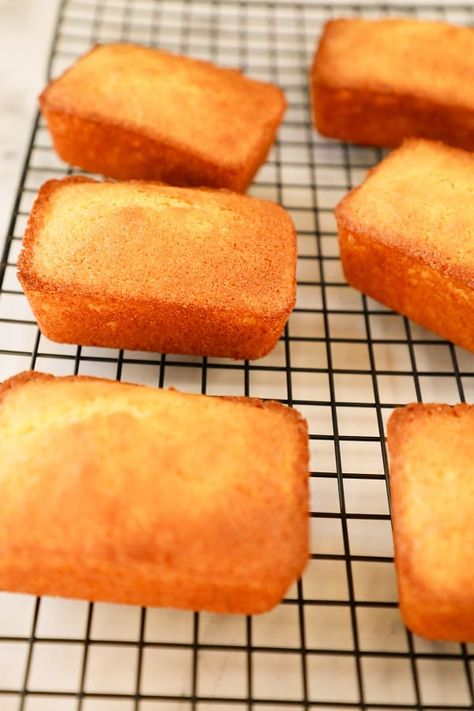 Mini Loaf Cornbread - Seaside Recipes Easy Cornbread Recipe Loaf Cornbread, Mini Loaf Pan Recipes, Loaf Pan Recipes, Cornbread Loaf, Mini Bread Loaves, Easy Cornbread, Easy Cornbread Recipe, Mini Loaf Cakes, Cornbread Recipe Sweet