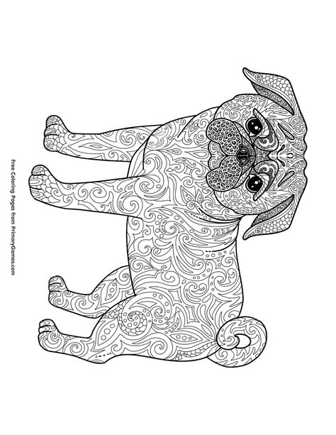 Free printable Chinese New Year Coloring Pages eBook for use in your classroom or home from PrimaryGames. Print and color this Pug coloring page. Pug Coloring Pages Free Printable, Pug Coloring Page, Dog Coloring Pages Free Printable, Pug Decor, French Bulldog Drawing, Steampunk Coloring, New Year Coloring Pages, Dog Coloring Book, Disney Princess Coloring Pages