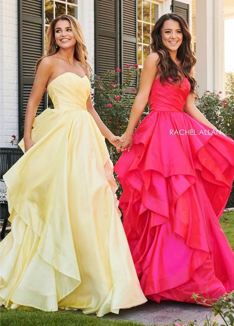 Full Prom Dresses, Yellow Ruffle Dress, Prom Dress Ball Gown, Emerald Green Bridesmaid Dresses, Rachel Allan Prom Dresses, Emerald Bridesmaid Dresses, Gold Bridesmaid Dresses, Dress Ball Gown, Burgundy Bridesmaid Dresses