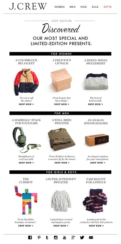 J.Crew | Awesome Screenshot Marketing Gift, Email Blast, Email Newsletter Design, Sale Emails, Email Marketing Design, Christmas Inspo, Newsletter Design, Best Email, Email Design