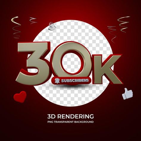 30k Subscribers Thank You, 30k Subscribers, 3d Text, 3d Rendering, Abs Workout, Ronaldo, Graphic Resources, Transparent Background, 3 D