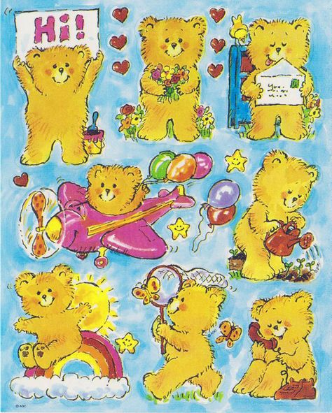 Vintage Adorable FRIENDSHIP BEARS Sticker sheet by AGC Vintage Bear Illustration, Teddy Bear Illustration, Vintage Illustration Art, Photography Pics, Bear Illustration, Retro Kids, Little Doodles, Vintage Teddy Bears, Fairytale Art