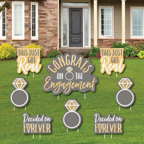 Backyard Engagement Parties, Engagement Party Planning, Engagement Signs, Engagement Party Favors, Lawn Decorations, Birthday Yard Signs, Custom Yard Signs, Just Engaged, Wedding Congratulations