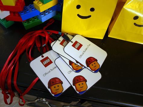 official LEGO builders pass name tag... too cute Lego Movie Party, Lego Themed Party, Ninjago Party, Lego Club, Lego Birthday Party, Lego Birthday, Loot Bags, Lego For Kids, Lego Party