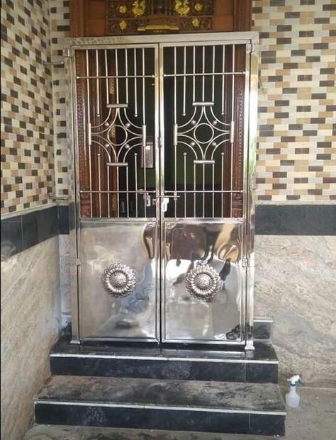 Stainless Steel Safety Door Design, Ss Safety Door Design, Steel Safety Door Design, Door Design Steel, Steel Safety Door, Safety Door Design, Ss Gate, Steel Grill Design, Steel Gates