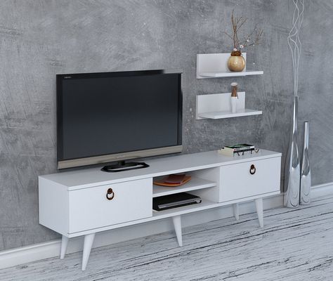 Tv Trolly Design For Bedroom, Tv Stand Decor Living Room, Tv Showcase, Meja Tv, Simple Tv, Tv Stand Decor, Wall Tv Unit Design, نباتات منزلية, Tv Wall Decor