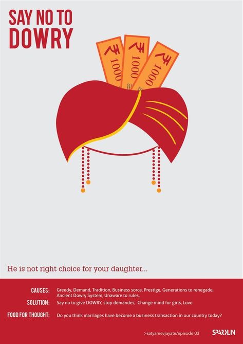 Say No To Dowry Poster, Dowry Poster, Dowry System Poster, Dowry System In India, Social Awareness Posters, Dowry System, Sindhi Embroidery, Social Evils, Social Topics