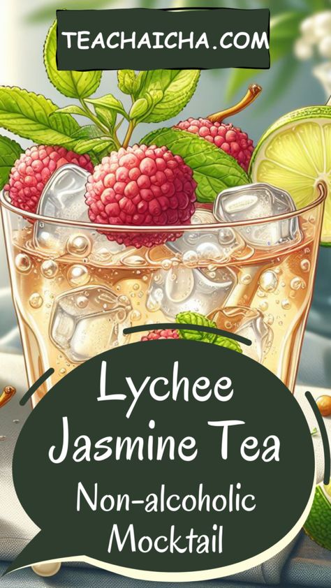 Lychee Jasmine Tea Mocktail Mocktail Drink Recipes, Tea Mocktail, Alcoholic Tea, Summer Tea Recipes, Homemade Summer Drinks, Tropical Recipes, Flavored Iced Tea Recipes, Summer Coffee Drinks, Mocktail Drink