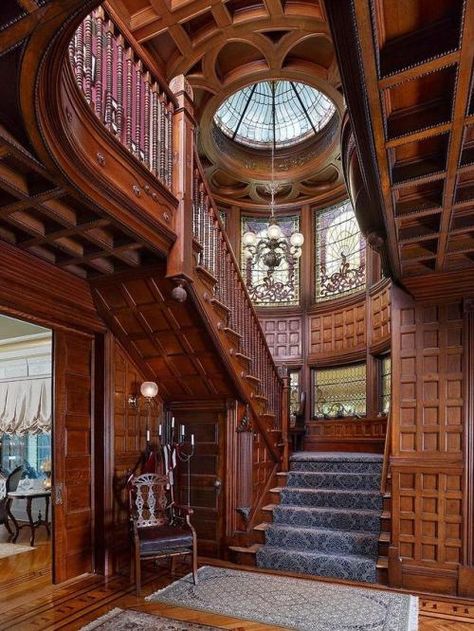 Timothy Sumer - Photography Restored grand staircase of an 1893 mansion in Plainfield NJ... Victorian Homes Interior, Casa Hobbit, Victorian Interiors, Homes Interior, Victorian Mansions, Victorian Architecture, Grand Staircase, Beautiful Architecture, Log Homes