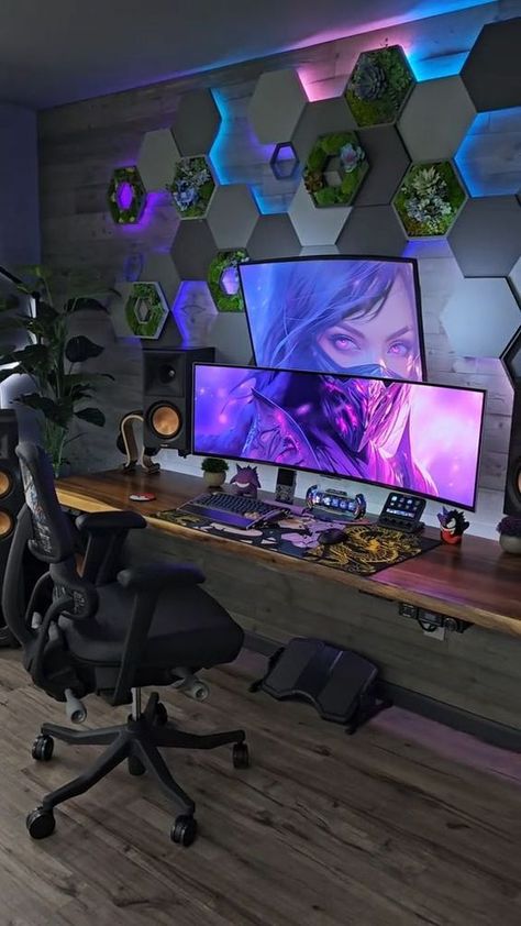 #gamingsetup #gaming #bestgamingsetup #dreamgamingsetup #gamingpc #gamingsetupbuild #gamingsetupideas #gamingroomsetup #dreamsetup #gamingsetuproom #cleangamingsetup #dreamgamingroom #gamingroom #bestgamingsetup #desktopideas #workspacesetup #us #uk Cool Gaming Rooms, Gamer Room Design, Games Room Inspiration, Gaming Bedroom, Small Game Rooms, Gaming Desk Setup, Best Gaming Setup, Computer Gaming Room, Home Studio Setup