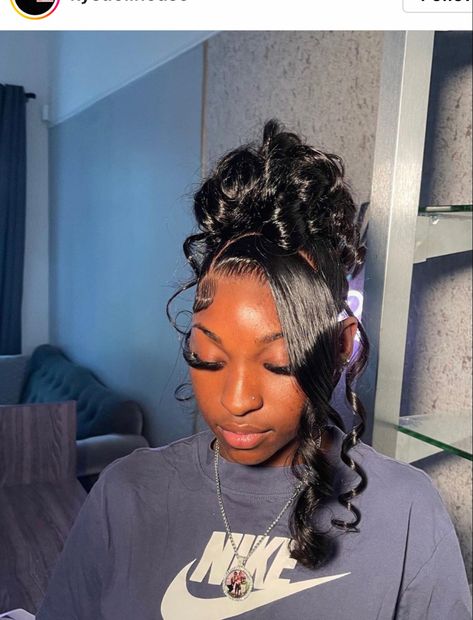 Girls Updo, Sleek Ponytail Hairstyles, Frontal Wig Hairstyles, Black Ponytail Hairstyles, Birthday Hairstyles, Quick Weave Hairstyles, Hoco Hairstyles, Frontal Hairstyles, Pretty Braided Hairstyles