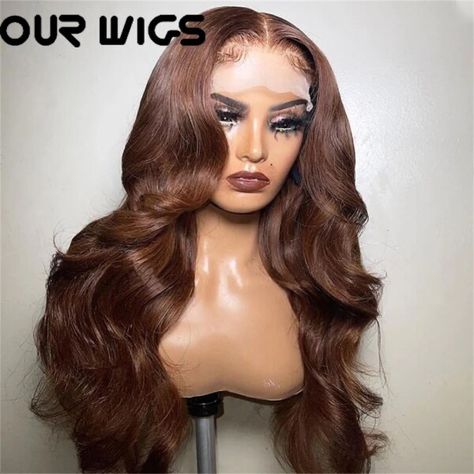 Just found this amazing item on AliExpress. Check it out! $28.87 59％ Off | 13x4 Lace Front Wig Chocolate Brown Body Wave Glueless Wigs For Women Pre Plucked Transparent Light Brown Lace Frontal Wigs Frontal Wig Body Wave, Raw Indian Hair, Hair Color Chocolate, Blonde Lace Front Wigs, Natural Human Hair, Ombré Hair, Ombre Hair Color, Brown Wig, Body Wave Wig