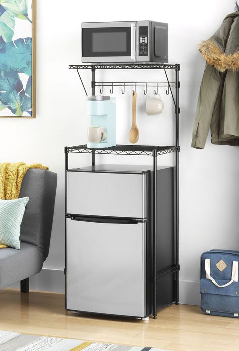 Fingerhut - Whitmor Supreme Over-the-Mini-Fridge Shelf Mini Fridge Shelf, Fridge Shelf, Dorm Fridge, College Dorm Room Inspiration, Wood Shelving Units, Dorm Kitchen, Fridge Shelves, College Dorm Room Decor, Fridge Storage