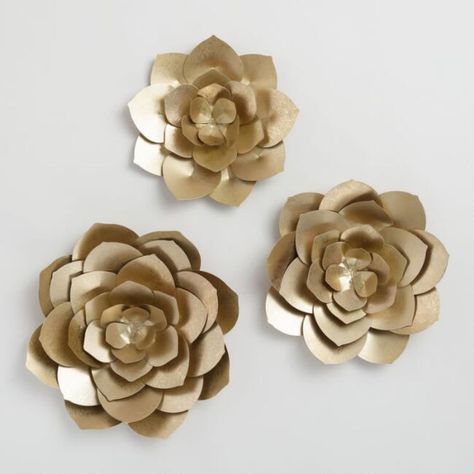 Affordable and Non-Traditional Art for the Walls | Apartment Therapy Gold Flower Wall, Rose Gold Wall Decor, Target Wall Decor, Metal Wall Flowers, Flower Wall Art Decor, Metal Flower Wall Decor, Gold Wall Decor, Flowers Wall Art, Mirror Design Wall