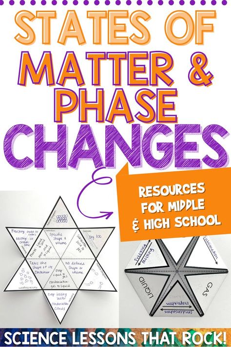 Chemistry Activities High School, Phases Of Matter, Phases Of Matter Experiments, Phase Changes Of Matter Activities, States Of Matter Middle School, States Of Matter Lab Middle School, Phase Changes Of Matter, Changes In Matter 2nd Grade, Changing States Of Matter Anchor Chart