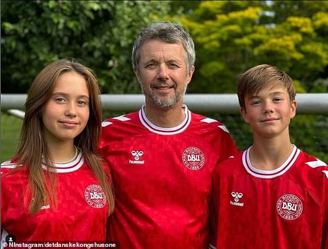 Princess Josephine of Denmark, 13, sports the colours of the Danish flag as she watches England at the Euros with Prince William and King Frederik | Daily Mail Online Princess Josephine Of Denmark, Denmark Royal Family, Mary Donaldson, Football Tops, Danish Royal Family, Danish Royals, National Football Teams, Crown Princess Mary, Royal Princess