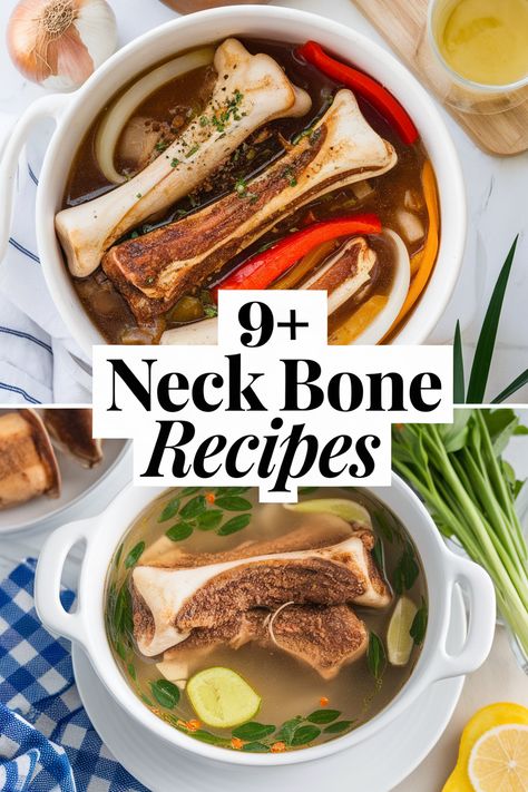 Explore tasty neck bone recipes that will bring comfort to your table. From savory stews to mouthwatering soups these dishes are perfect for family meals. Enjoy the rich flavors of slow cooking and hearty ingredients like onions garlic potatoes and spices. Cooking neck bones is a delicious adventure you’ll cherish! Neckbone Soup Recipes, Neck Bone Recipes, Neckbone Recipe, Neck Bone Soup Recipe, Easy Pork Loin Recipes, Bone Recipes, Angel Hair Pasta Recipes, Pork Bone Soup, Easy Asparagus Recipes