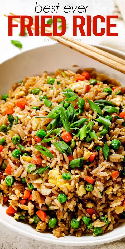 Easy Fried Rice - Carlsbad Cravings Simple Fried Rice, Best Fried Rice, Homemade Fried Rice, Vegetarian Stir Fry, Making Fried Rice, Pork Fried Rice, Carlsbad Cravings, Chinese Cooking Recipes, Chicken Fried Rice