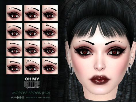 The Sims Resource - Oh My Goth Morose Brows Sims 4 Cc Oh My Goth, Sims Goth Cc, Goth Eyebrows, Sims 4 Cc Goth, Sims 2 Cc, Traditional Goth, Makeup Cc, Goth Hair, Sims 4 Cc Makeup