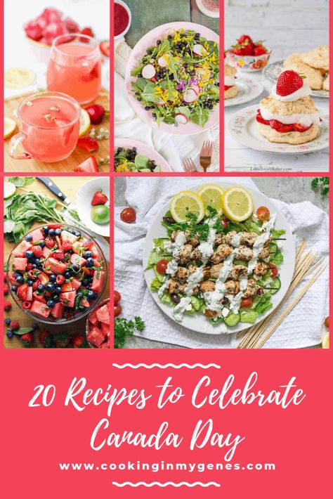 20 Recipes to Celebrate Canada Day - Cooking in my Genes Greek Chicken Kebabs, Blueberry Goat Cheese, Baked Greek Chicken, Goat Cheese Crostini, Berry Crumble, Strawberry Spinach, Food Blogging, Spinach Strawberry Salad, Canadian Food