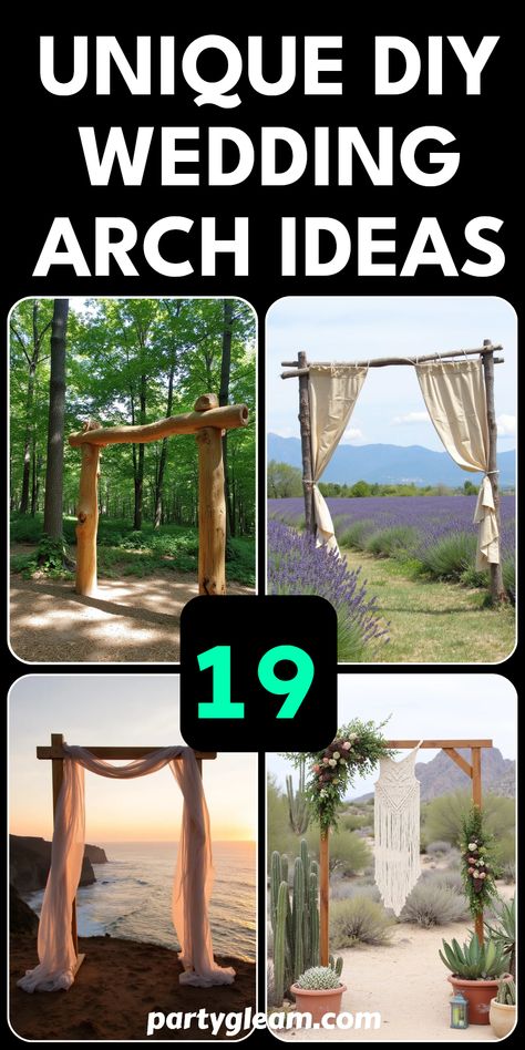 Explore 19 unique DIY wedding arch ideas for your ceremony. This pin showcases beautiful designs using wooden frames and fabric draping, perfect for adding charm to your special day. Featuring 4 inspiring images. Arch Decoration Wedding Diy, Wedding Entries, Wooden Wedding Arch, Wooden Wedding Arches, Wedding Arch Ideas, Diy Wedding Arch, Arch Ideas, Arch Decoration, Arch Decoration Wedding