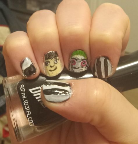 My nail art Inspired by the movie beetlejuice 😀👻
#beetlejuice Beetlejuice Nails, Beetlejuice Beetlejuice, Makeup Pictures, Beetlejuice, The Movie, Nail Art, Nails, Makeup, Quick Saves