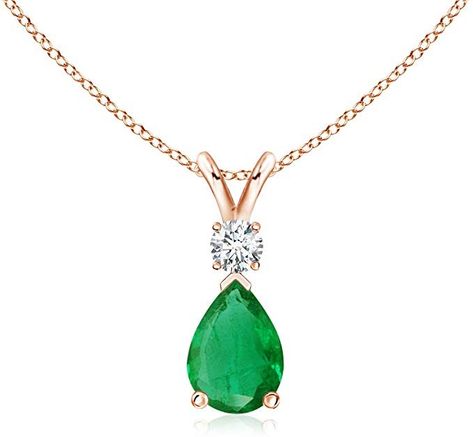 Classic Pendant Necklace, Necklace With Diamond, School Jewelry, Bracelet Love, Solitaire Pendant Necklace, Emerald Pendant, Rose Gold Chain, May Birthstone, Teardrop Pendant