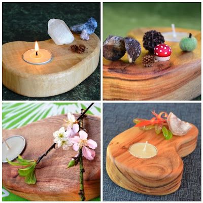 Waldorf Timber Candle Stands for sale via Hinterland Mama completed in or in DIY kit. Steiner Waldorf, Magic Nature, Nature Craft, Waldorf Crafts, Candle Stands, Mama Design, Easter Egg Basket, Lemon Blossoms, Dining Setting