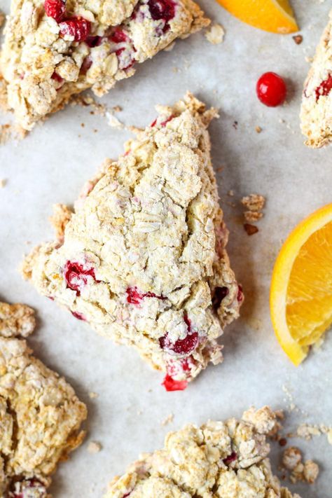 Cranberry Orange Oatmeal, Orange Cranberry Scones, Orange Oatmeal, Oatmeal Scones, Healthy Scones, Cranberry Oatmeal, Scone Recipes, Cranberry Scones, Scones Recipe Easy