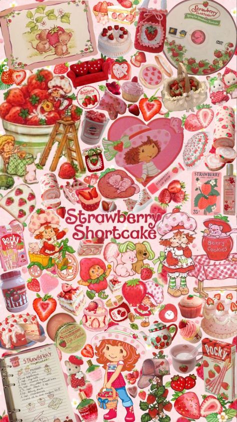 Pink Aesthetic Cute, Pretty Fruit, Berry Cookies, Strawberry Shortcake Cartoon, Strawberry Shortcake Characters, Cocoppa Wallpaper, Vintage Strawberry Shortcake, Childhood Nostalgia, Phone Wallpaper Patterns