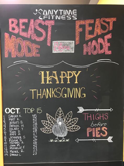 Thanksgiving Gym Chalkboard, Thanksgiving Gym Quotes, Gym Chalkboard Ideas, Anytime Fitness Chalkboard, Gym Chalkboard, Blackboard Ideas, Thanksgiving Chalkboard, Protein Shop, Chalkboard Wall Art