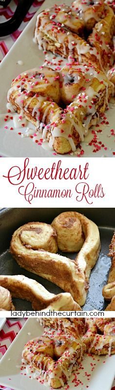 Sweetheart Cinnamon Rolls | Using store bought cinnamon rolls you to can create these fun festive Valentine's Day treats. Heart Cinnamon Rolls, Store Bought Cinnamon Rolls, Sweetheart Cinnamon Rolls, Valentine's Day Treats, Valentines Day Food, Oreo Dessert, Valentine's Day Recipes, Valentines Day Treats, Valentines Food