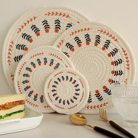 Dining Mats, Deco Studio, Plate Mat, Tea Coaster, Woven Placemats, Table Coasters, Tabletop Accessories, Cawan Kopi, Cup Mat