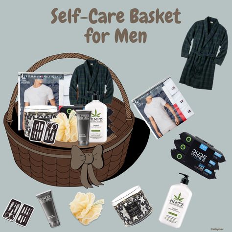 Bf Gift Basket Country, Wellness Basket Ideas For Men, Sweetest Day Baskets For Men, Masculine Gift Basket Ideas, Thank You Basket For Men, Self Care Gift Basket For Men, Men Self Care Basket, Mens Self Care Basket, Self Care Basket For Men