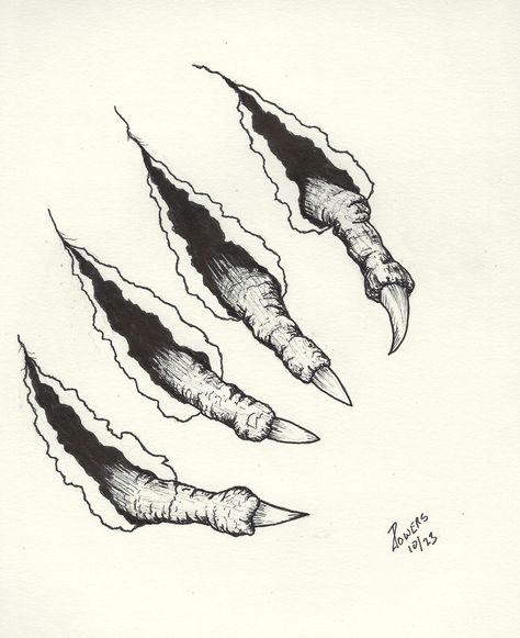 Magic Claws Art, Claw Mark Tattoo Women, Claws Drawing Reference, Animal Claws Drawing, Claws Drawing, Claw Marks Drawing, Scratchy Drawing, Tiger Claw Drawing, Inktober Sketches