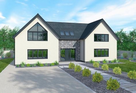 The Truro Scandia Hus, Dormer Ideas, Irish House Plans, Grey Colour Palette, Front Extension, Modern Brick House, House Designs Ireland, Dormer Bungalow, Contemporary Home Design