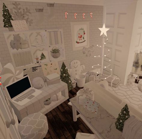 Bloxburg Decorating Ideas Living Room, Bloxburg Hallways Ideas, Bloxburg Reading Nook, Bloxburg Christmas Bedroom Ideas, Bloxburg Living Room Ideas Small Easy, Painting Codes Bloxburg, Bloxburg Outdoor Ideas, White Cozy Bedroom, Bloxburg Nursery Ideas