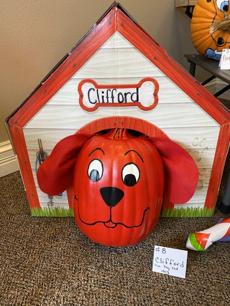 Pumpkin Decorating Contest Storybook, Pumkin Decoration Ideas Story Book, Pumpkin Decoration Book Character, Book Themed Painted Pumpkins, Movie Themed Pumpkin Decorating, Halloween Pumpkin Contest Ideas, Pumpkin Decorating Contest Kids, Clifford Pumpkin, Pumpkin Decorating Book Character