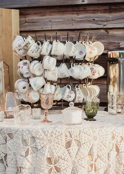 Tea Party Reception, Elegant White Bridal Shower Ideas, High Tea Hens Party, Tea Party Station, Bridal Shower Table Ideas Decorations, Tea For Two Shower Ideas, Tea Bar At Wedding, Neutral Tea Party, High Tea Engagement Party